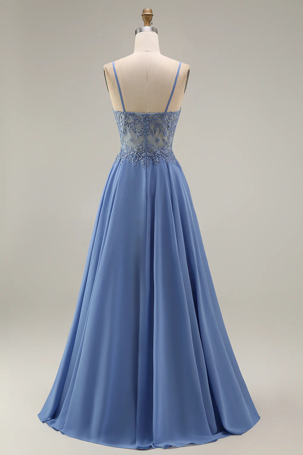 Romantic A-line Evening Dress Sweetheart Neck Spaghetti Straps Low Back Floor Length Mother of the Bride Dress
