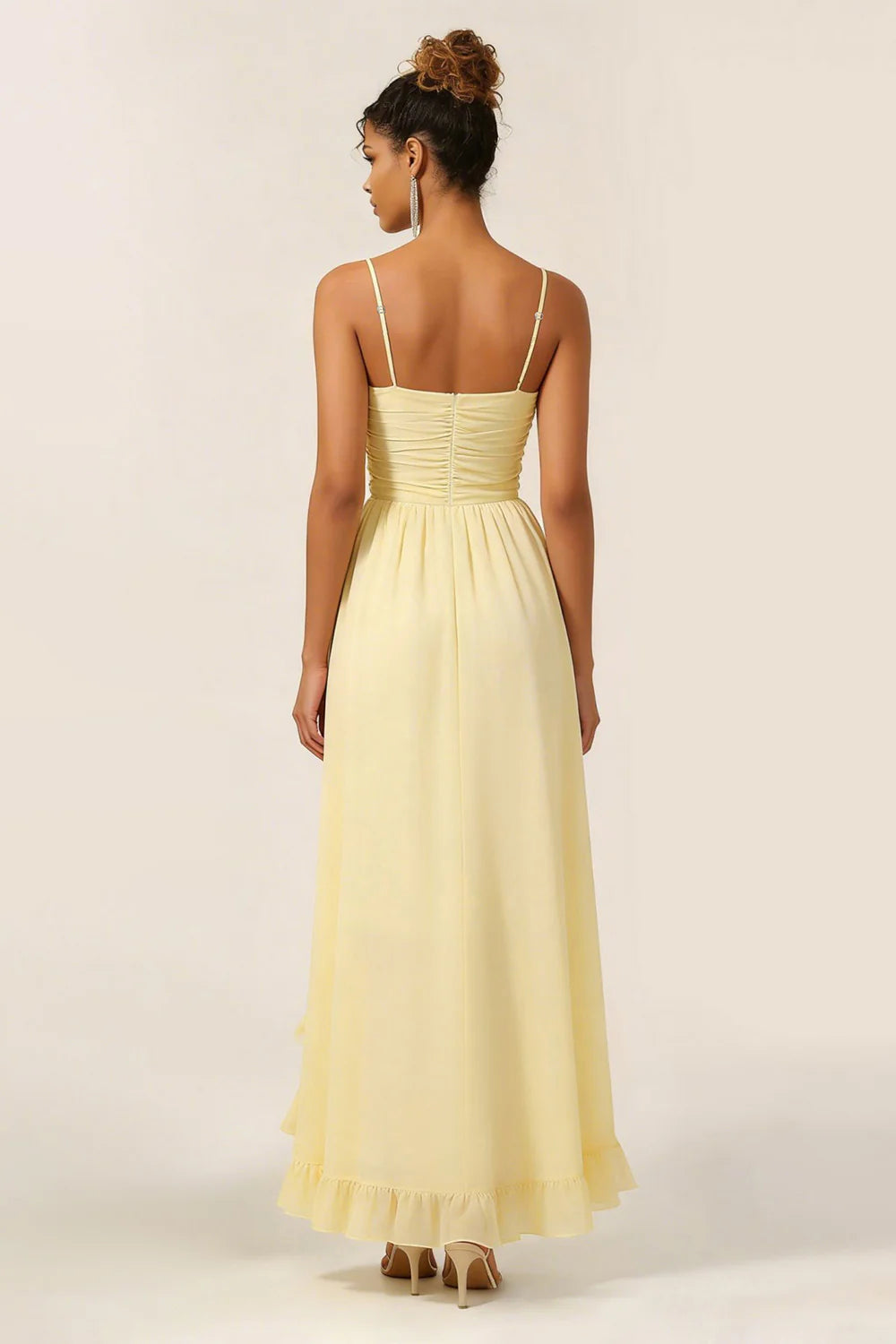 Romantic Chiffon A-Line Sweetheart Neck Spaghetti Strap Zipper Back High-Low Evening Dress