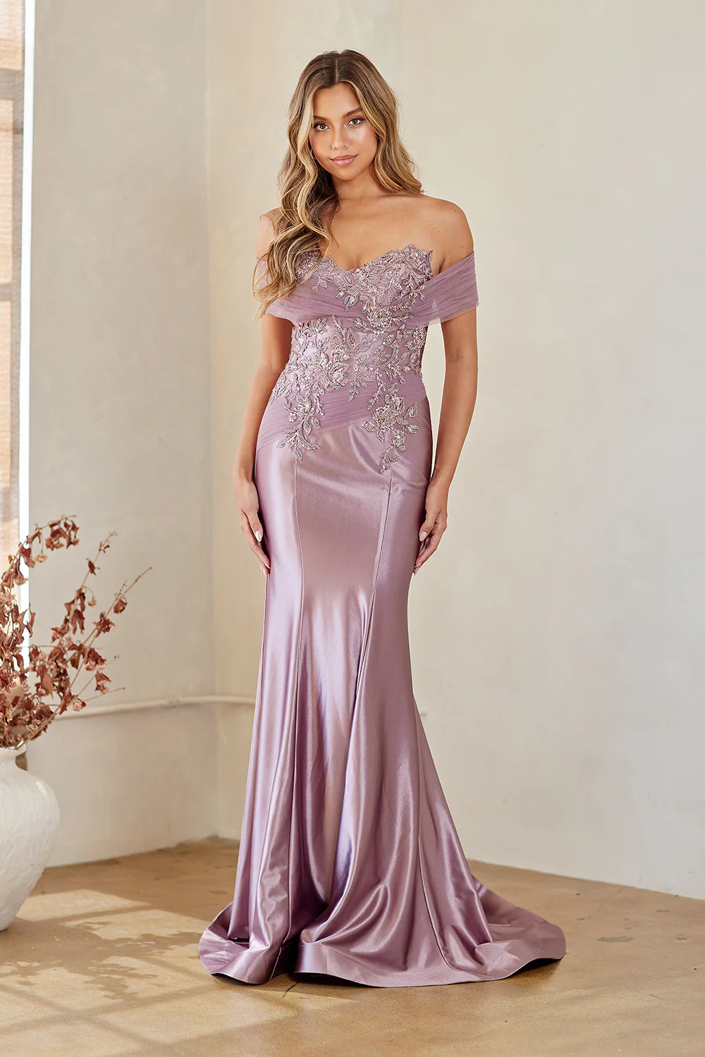 Romantic Mermaid Off The Shoulder Sweetheart Neck Embellished Floor Length Evening Dress