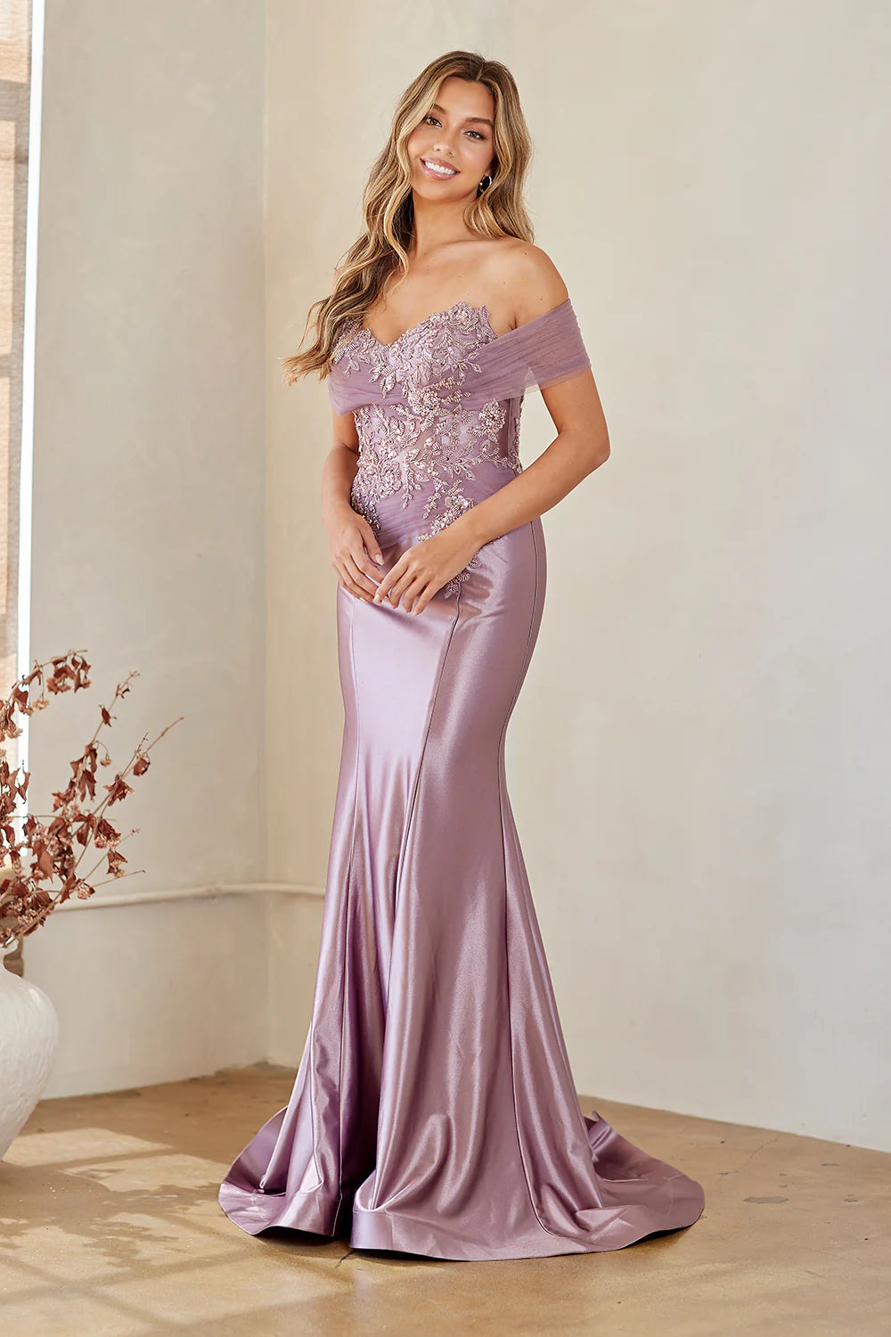 Romantic Mermaid Off The Shoulder Sweetheart Neck Embellished Floor Length Evening Dress