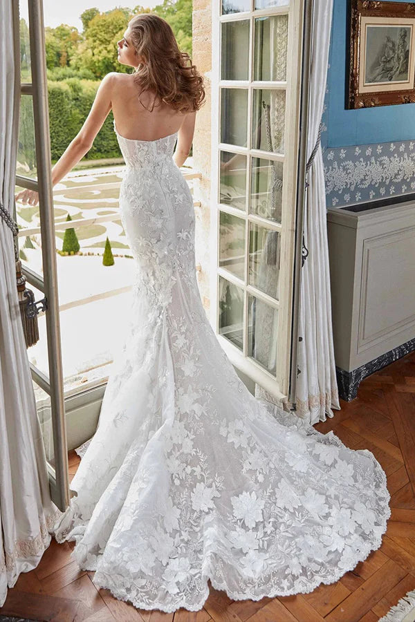 Romantic Mermaid Sweetheart Lace Boho Wedding Dress