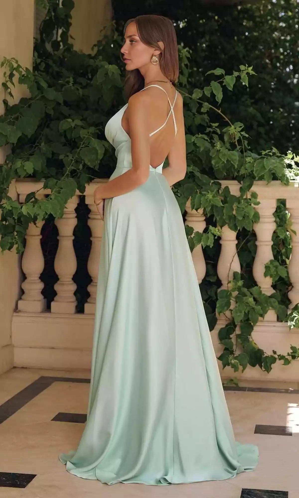 Romantic high neck long A-line tight corset with slim shoulder straps and flowing skirt hem Prom Dresses
