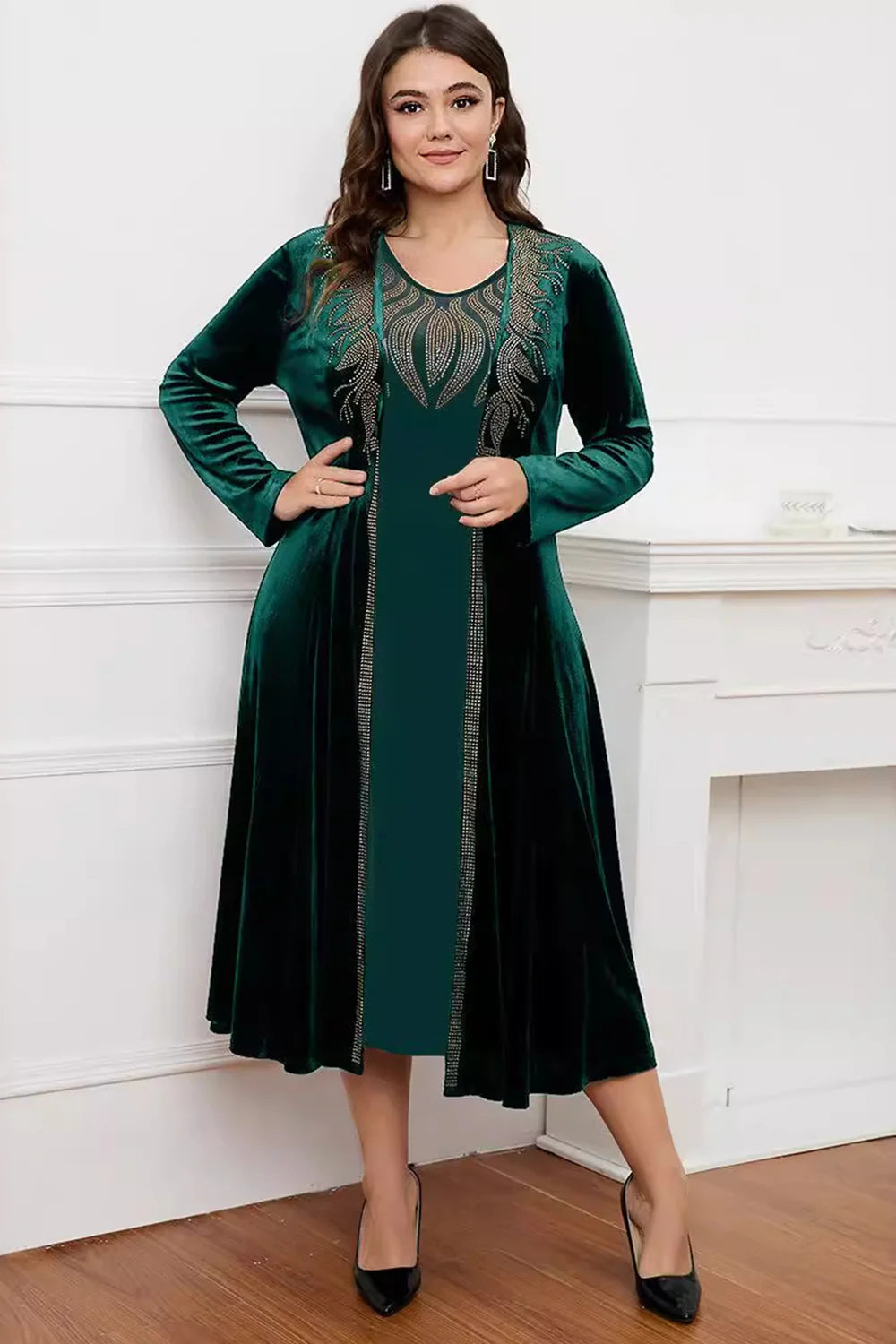 Round Neck Long Sleeves A-Line Mother of the Bride Dress