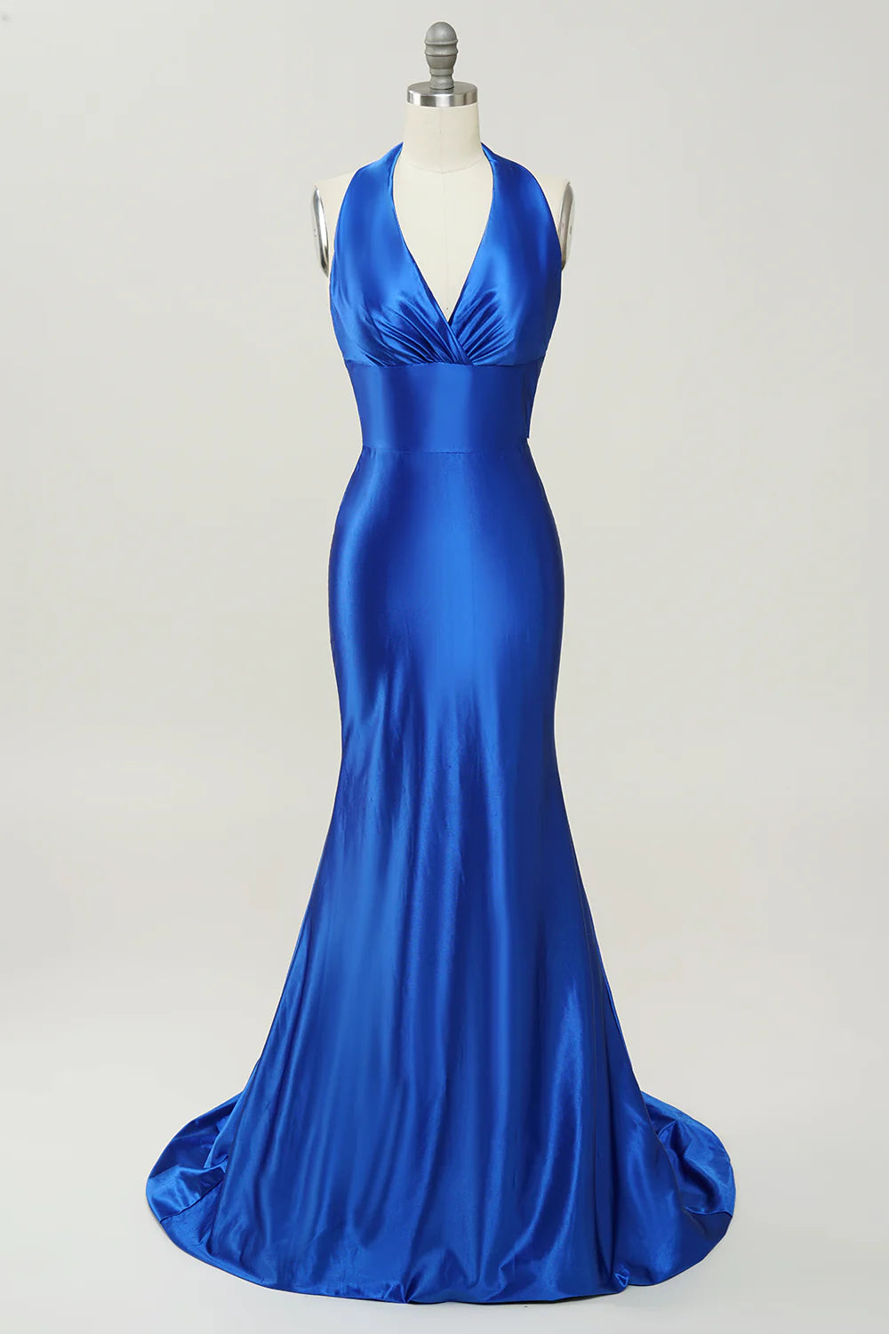 Royal Blue Halter Neck Long Full Of Charm Prom Dress