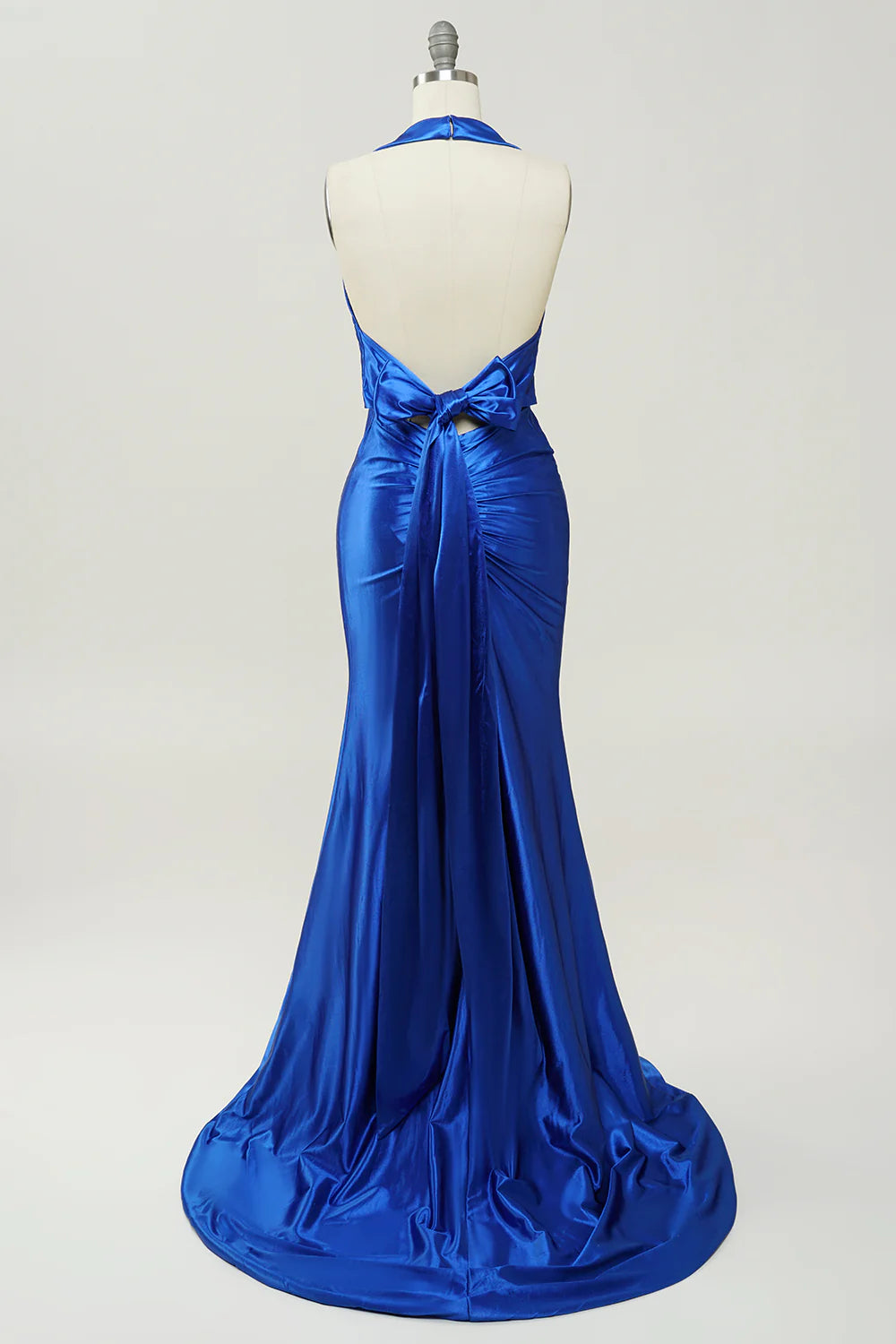 Royal Blue Halter Neck Long Full Of Charm Prom Dress
