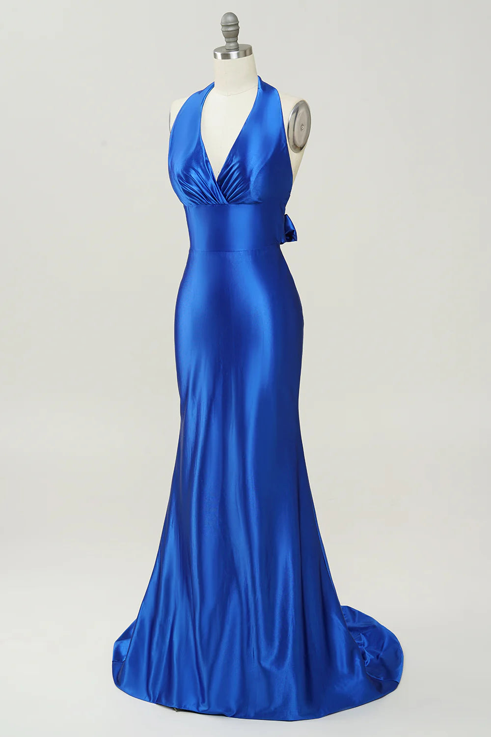 Royal Blue Halter Neck Long Full Of Charm Prom Dress