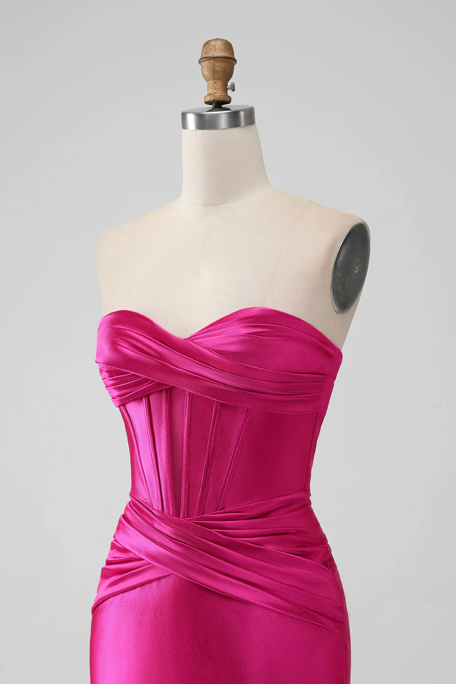 Hot Pink Strapless Keyhole Ruched Mini Retract Your Waist Homecoming Dresses