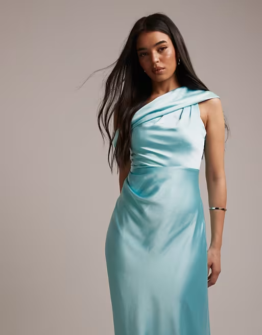 Satin Mermaid One-Shoulder Asymmetrical Floor Length Bridesmaid Dress