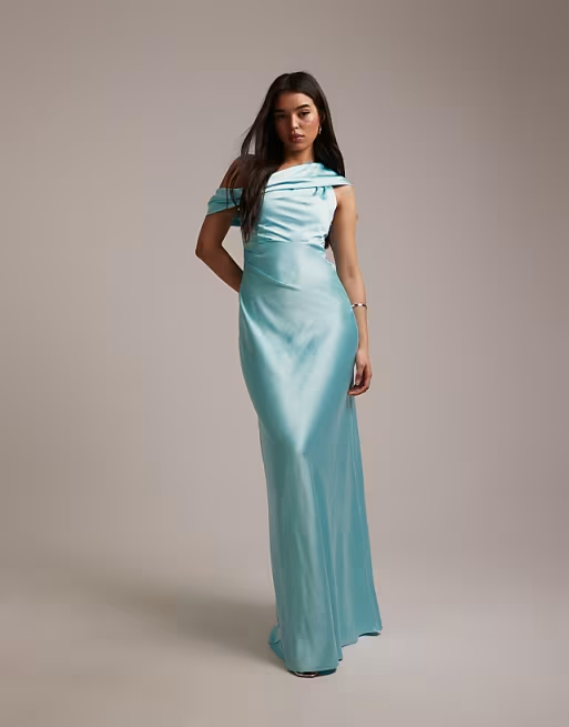 Satin Mermaid One-Shoulder Asymmetrical Floor Length Bridesmaid Dress