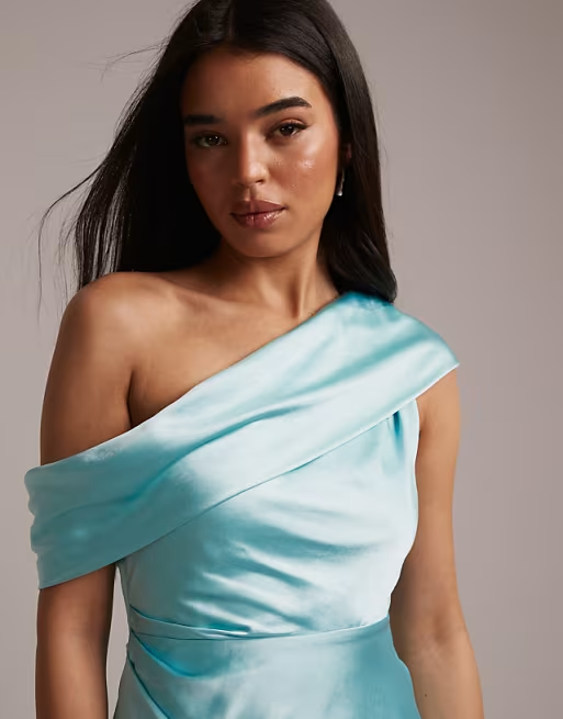 Satin Mermaid One-Shoulder Asymmetrical Floor Length Bridesmaid Dress