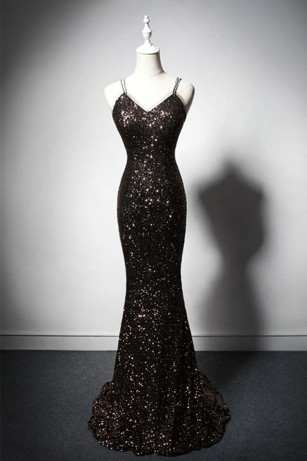 Sexy Mermaid Spaghetti Straps Open Back Long Prom Dress