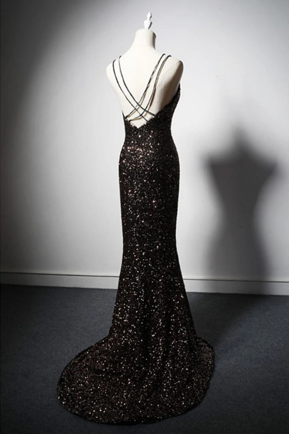 Sexy Mermaid Spaghetti Straps Open Back Long Prom Dress