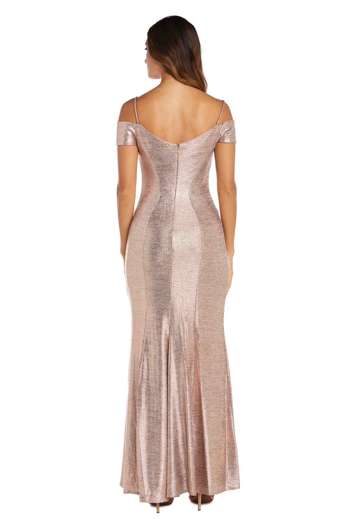 Shimmering Metallic Mermaid Off-the-Shoulder Sweetheart Spaghetti Straps V-Back Floor Length Evening Dress