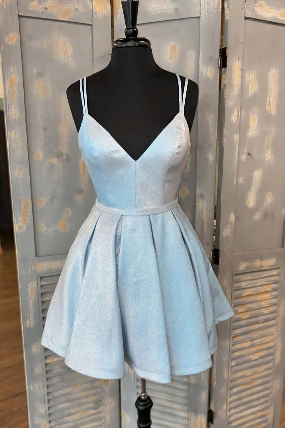 Simple A-line V Neck Mini Unique Design Homecoming Dress
