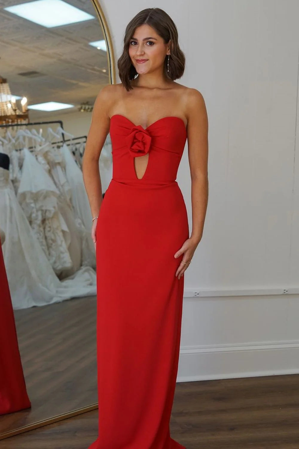 Simple Red Mermaid Sweetheart Long Satin Full Of Charm Prom Dress