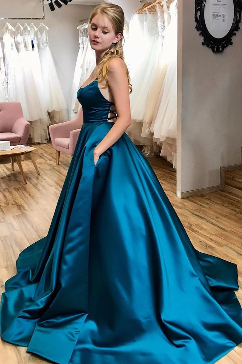 Simple Round Neck A-line Long Formal Dress