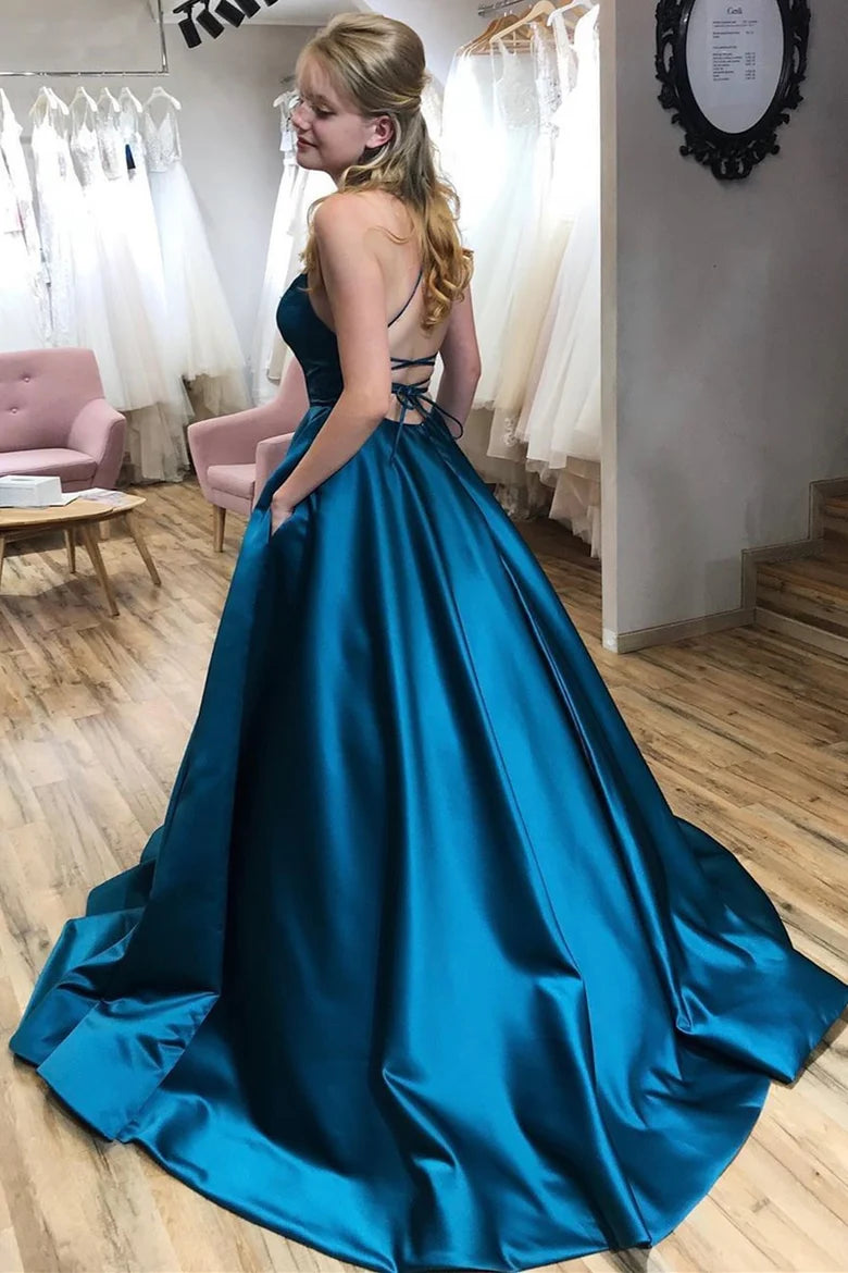 Simple Round Neck A-line Long Formal Dress