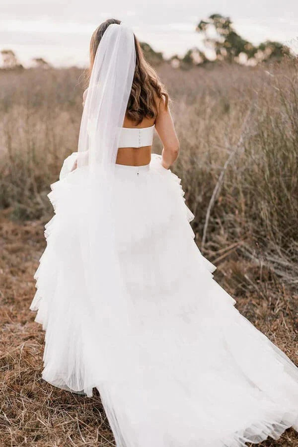 Simple Two Piece Wedding Dress Country Wedding Dress With Layered