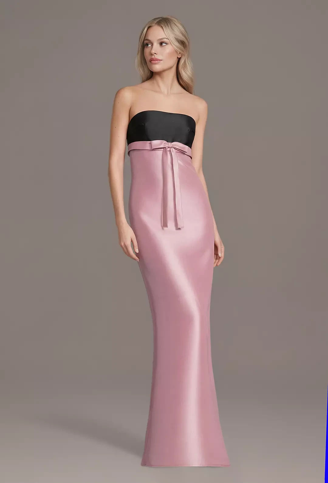 Simple Satin Sheath Strapless Sleeveless Straight Back Floor-Length Prom Dresses