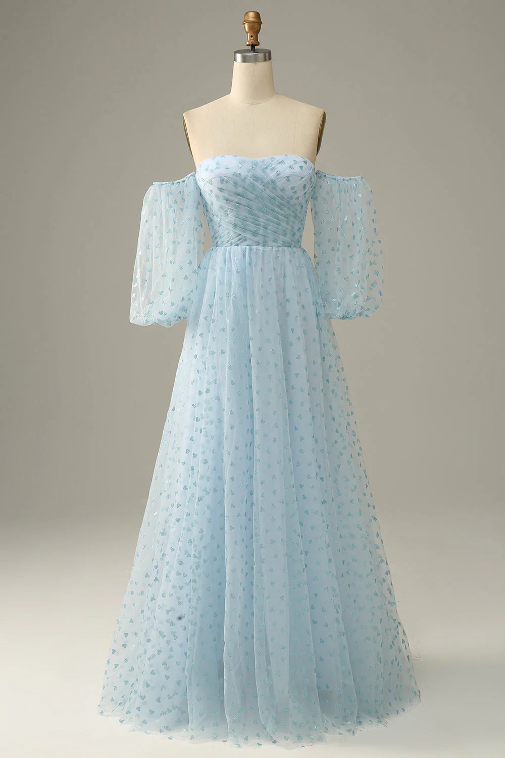 Sky Blue Off The Shoulder Full Of Charm Prom Dress