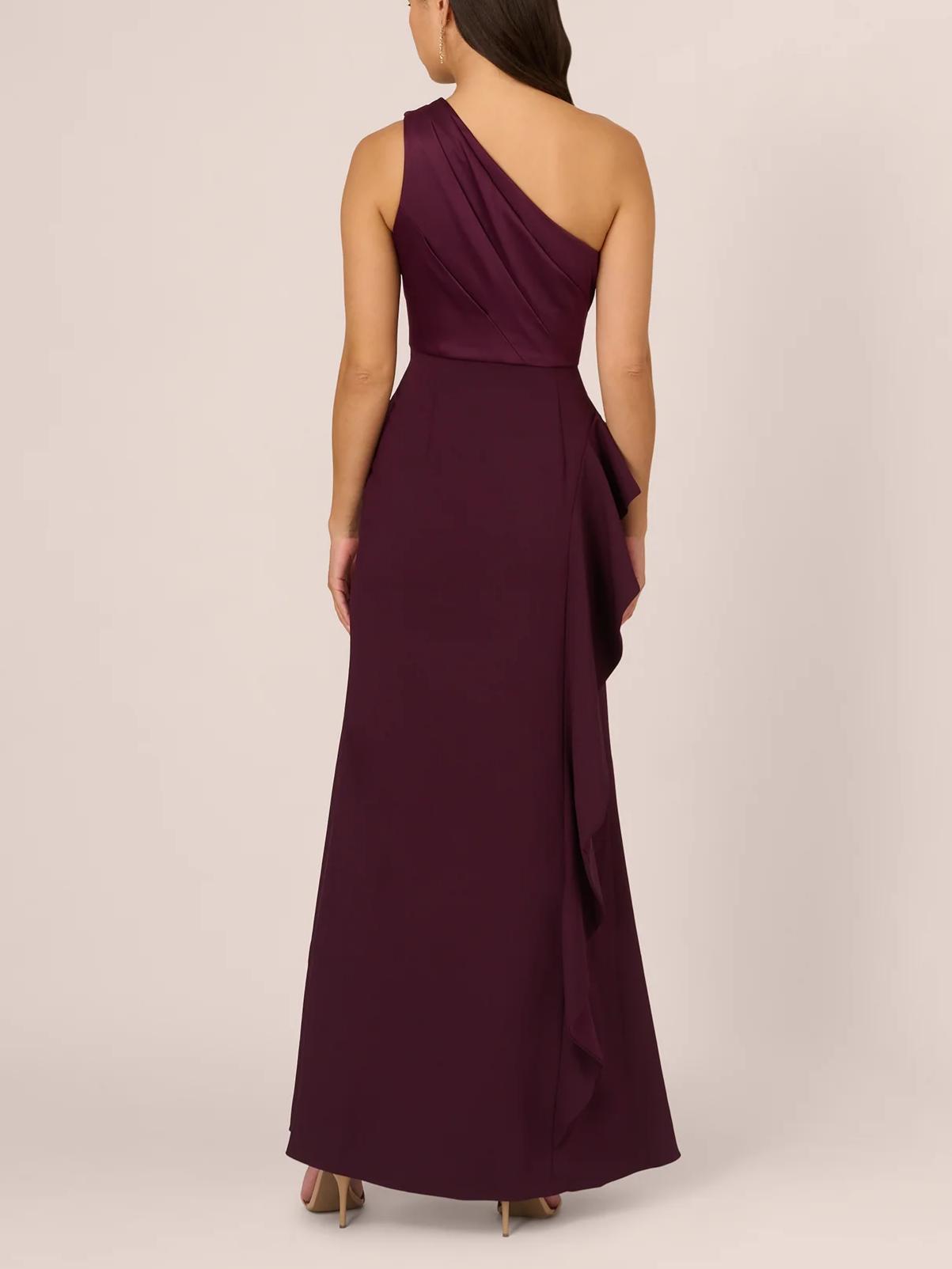 Sleek Mermaid Asymmetric One-Shoulder Sleeveless Zipper-Back Floor-Length Evening Dress