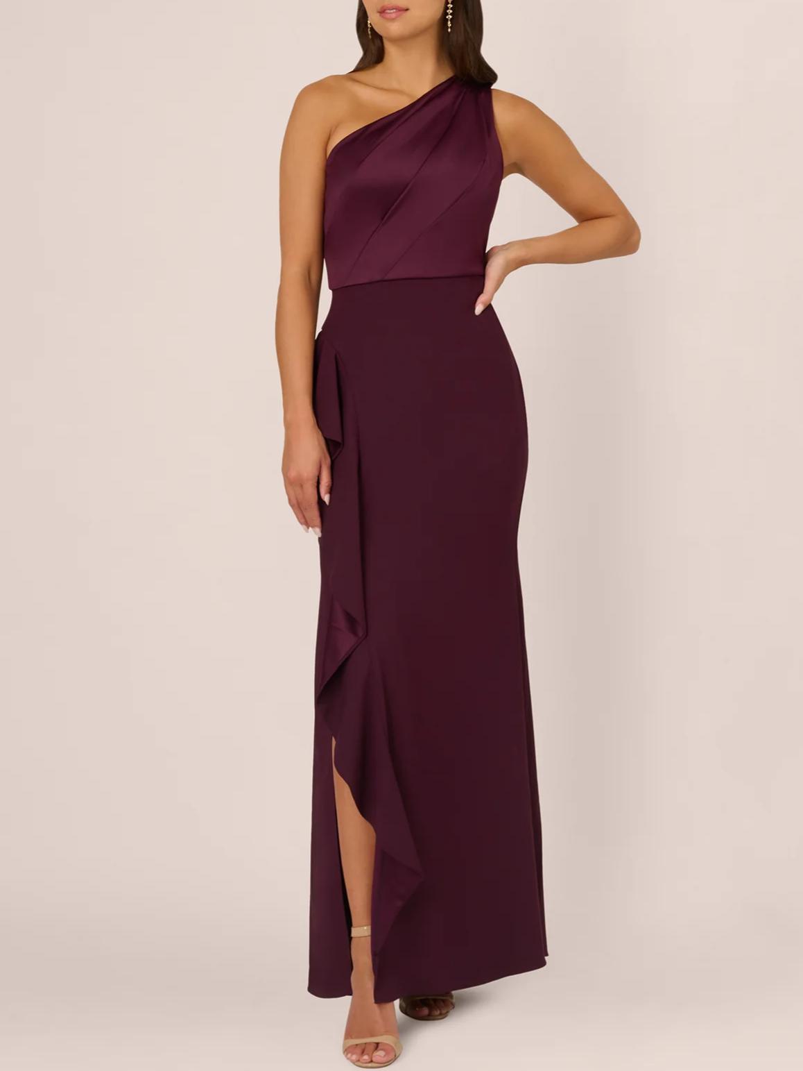 Sleek Mermaid Asymmetric One-Shoulder Sleeveless Zipper-Back Floor-Length Evening Dress