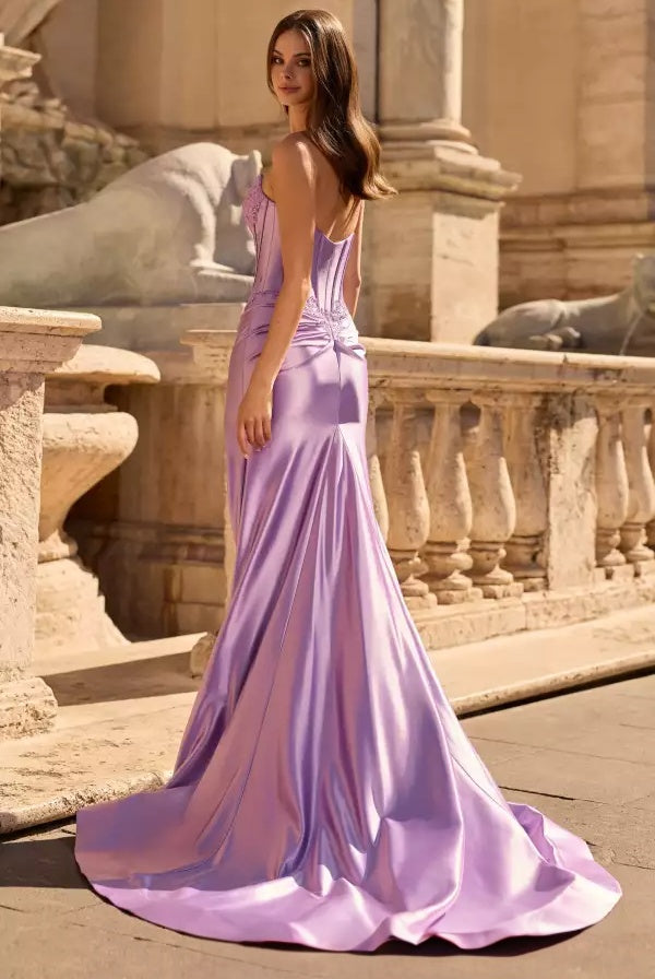 Sleek mermaid strapless sweetheart embellished corset floor-length evening dress