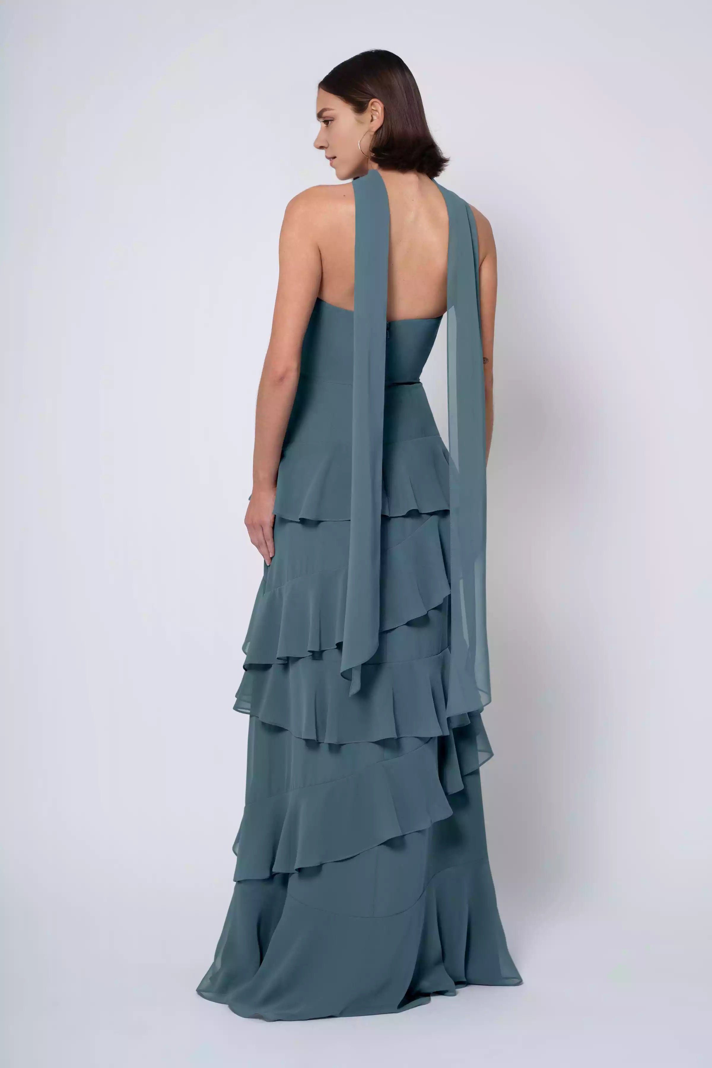 Soft chiffon off shoulder hanging collar with ruffled hem, strapless scarf collar, Bridesmaid Dresses