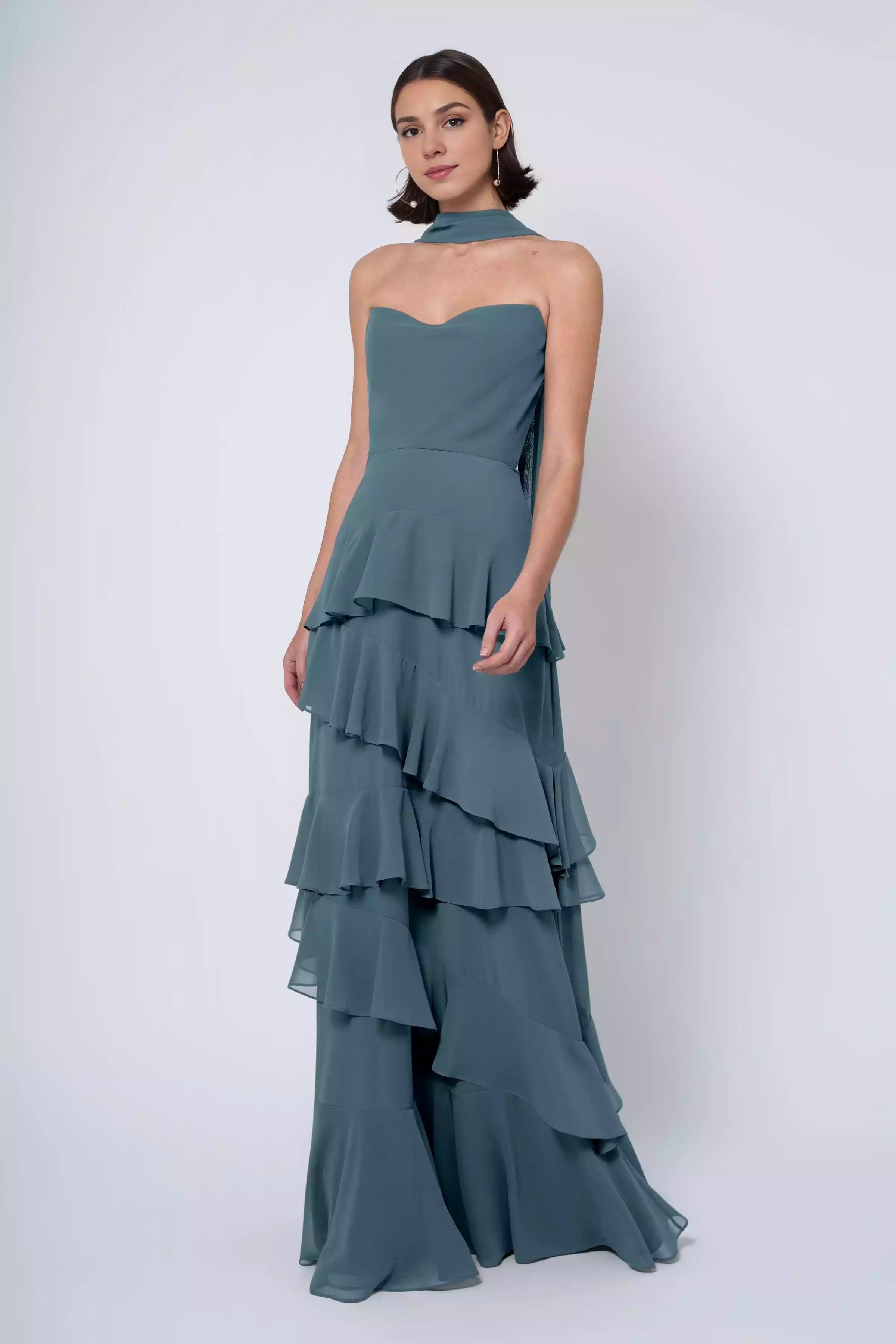 Soft chiffon off shoulder hanging collar with ruffled hem, strapless scarf collar, Bridesmaid Dresses