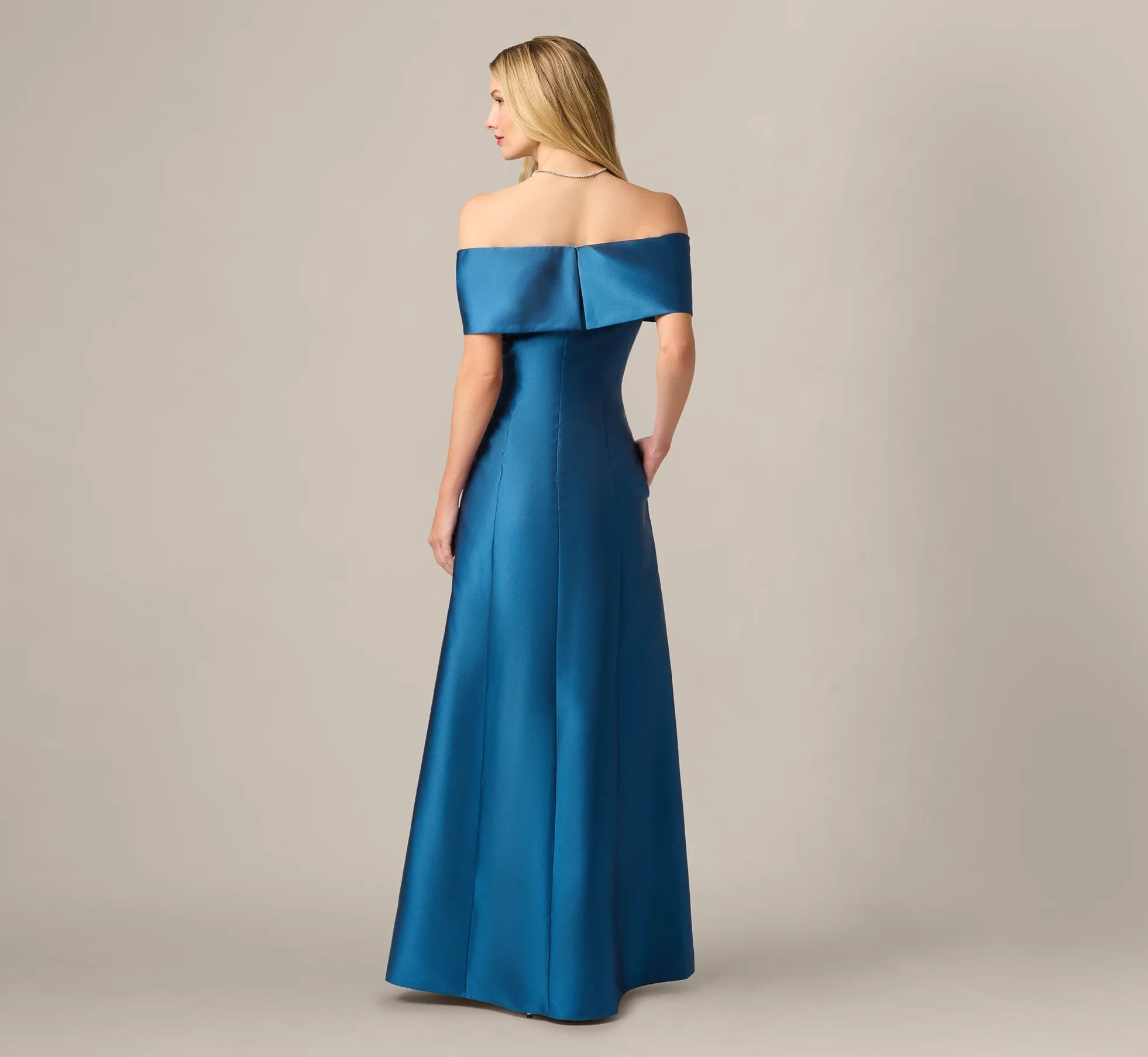 Sophisticated Satin A-Line Off-Shoulder Straight Back Floor-Length Evening Dresses