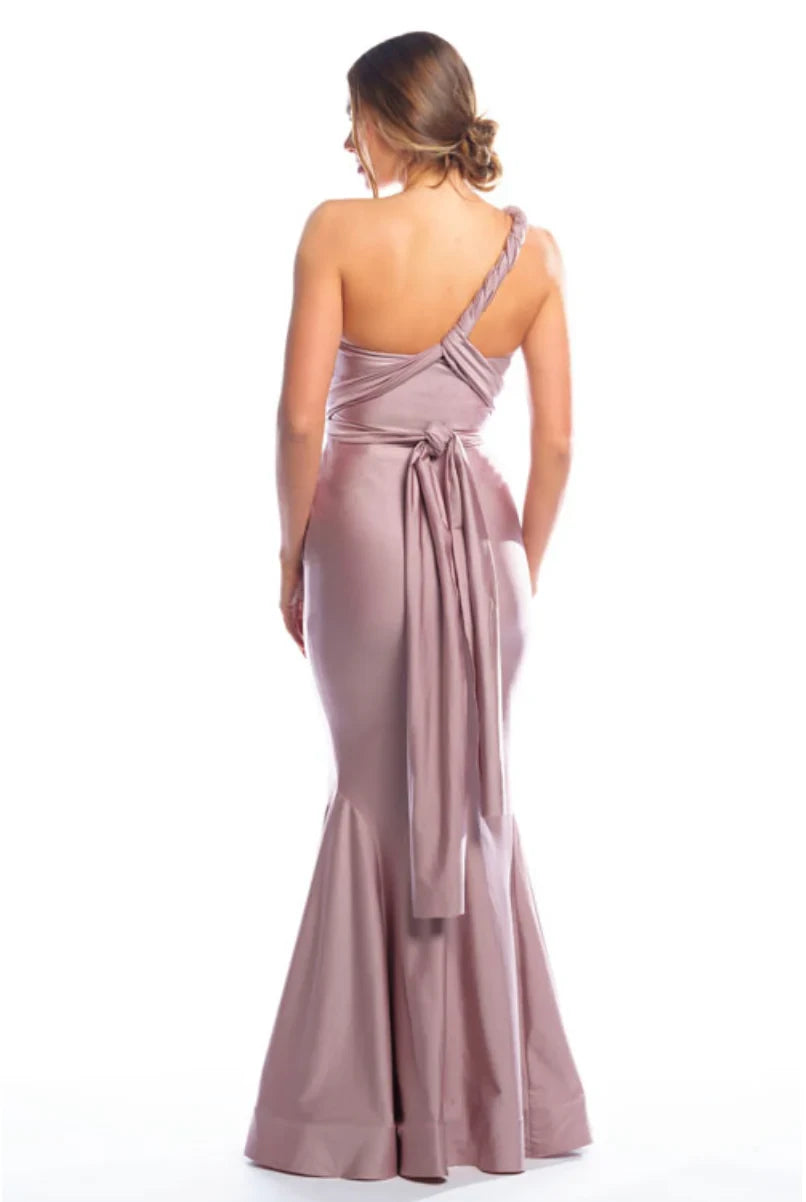 Sophisticated Satin Mermaid Halter Neck Sleeveless Open Back Tie Floor-Length Bridesmaid Dresses