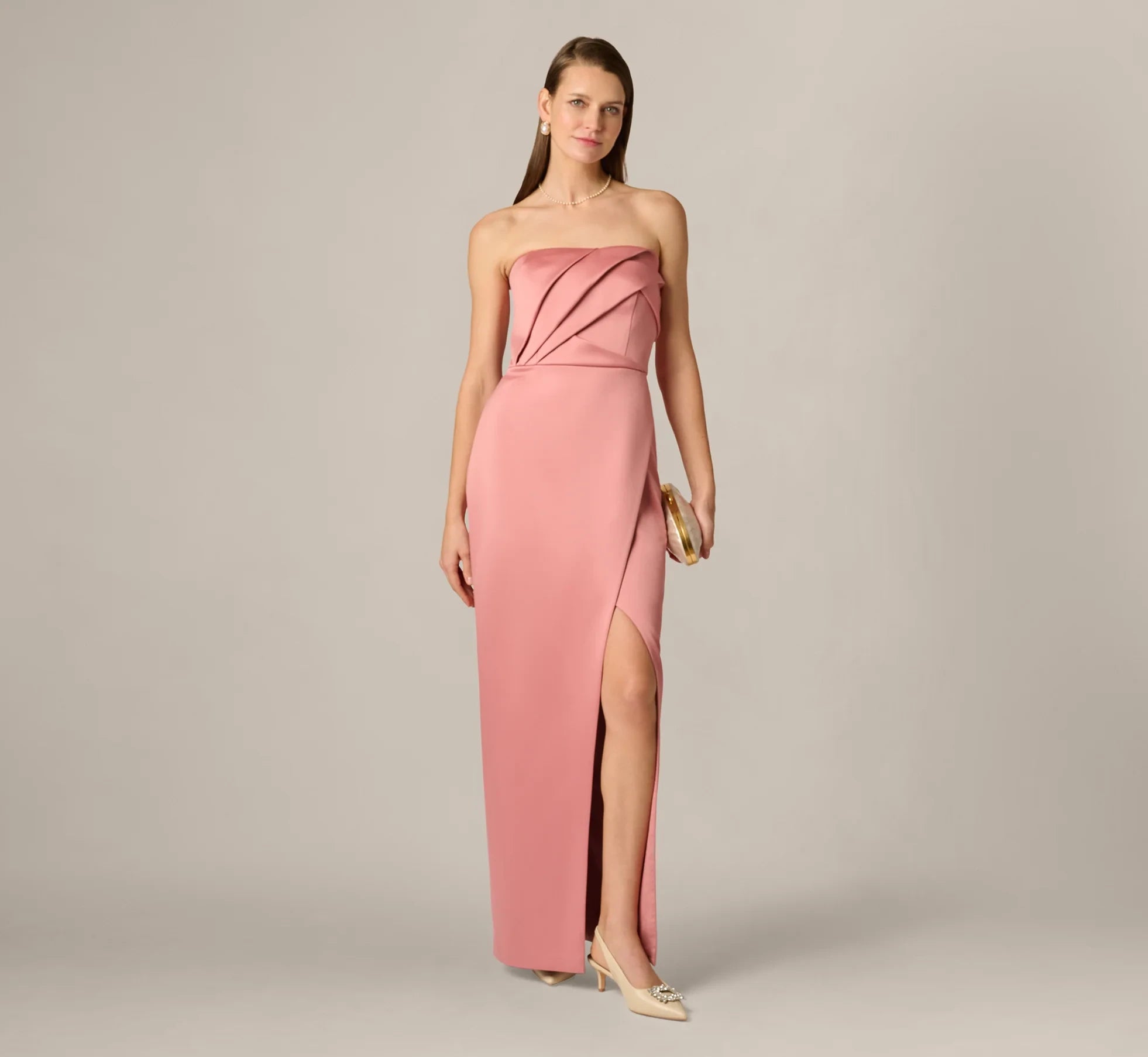 Sophisticated Satin Sheath Strapless Sweetheart Sleeveless Zipper Back Floor-Length Evening Dresses