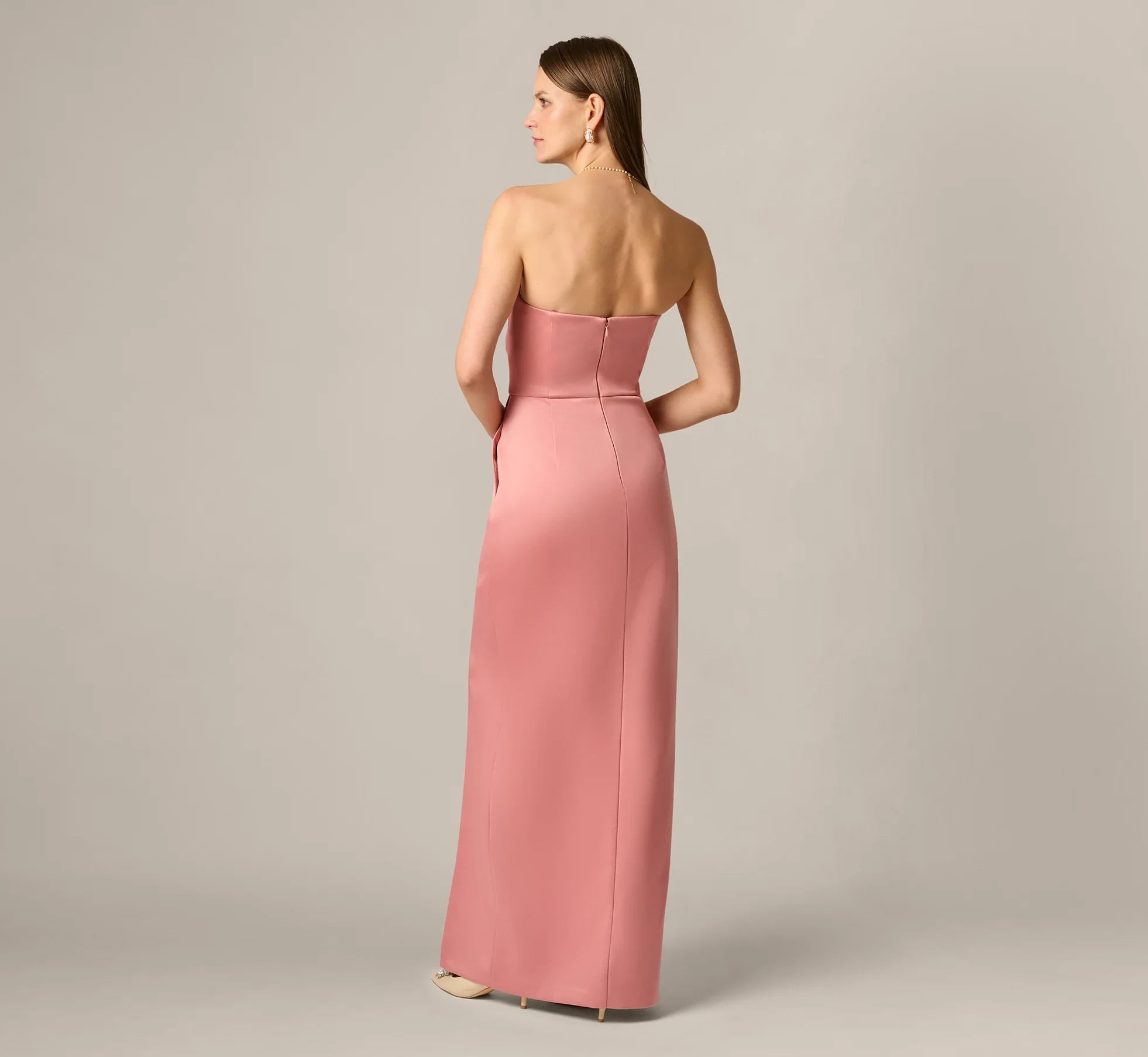 Sophisticated Satin Sheath Strapless Sweetheart Sleeveless Zipper Back Floor-Length Evening Dresses