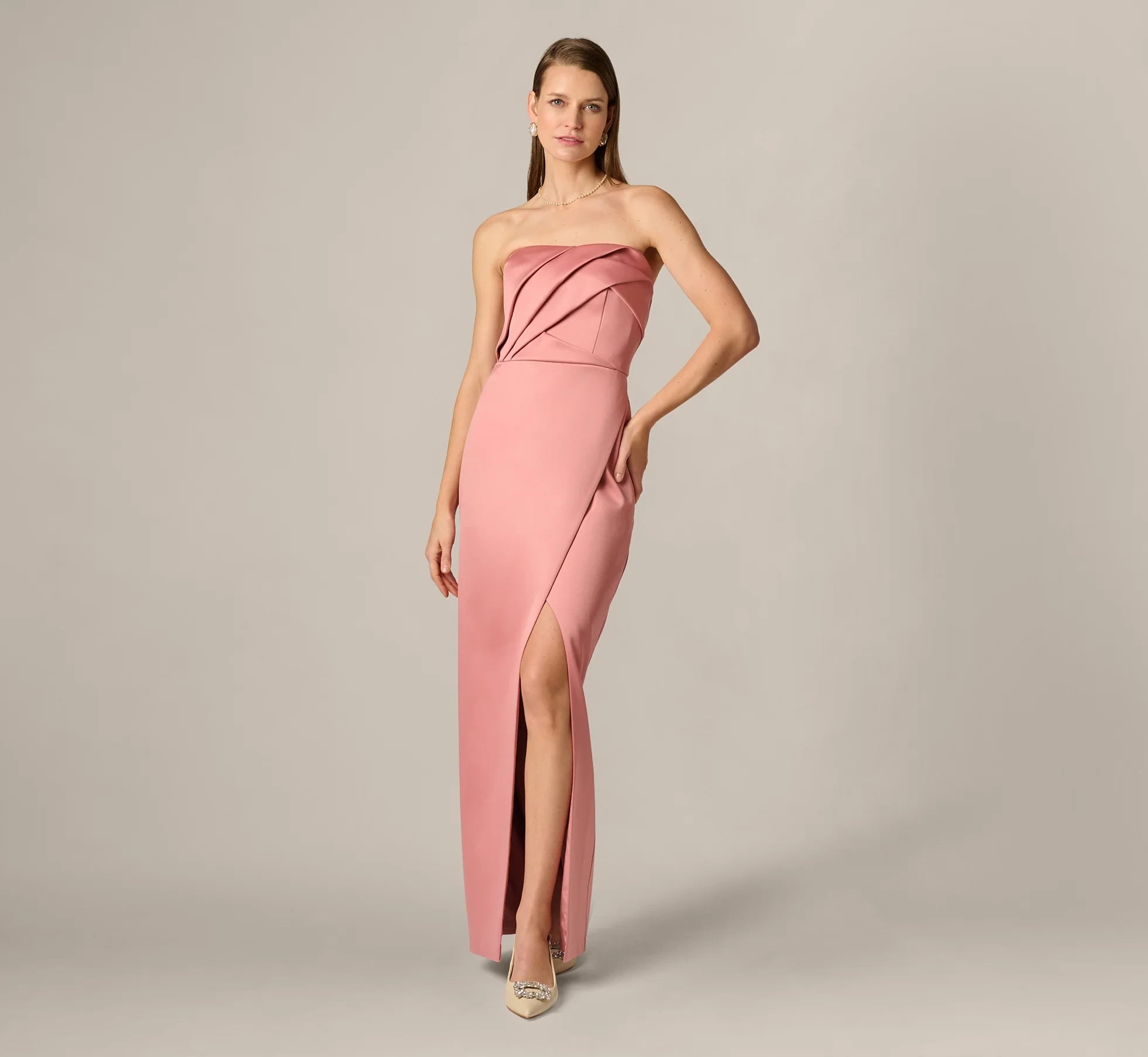 Sophisticated Satin Sheath Strapless Sweetheart Sleeveless Zipper Back Floor-Length Evening Dresses