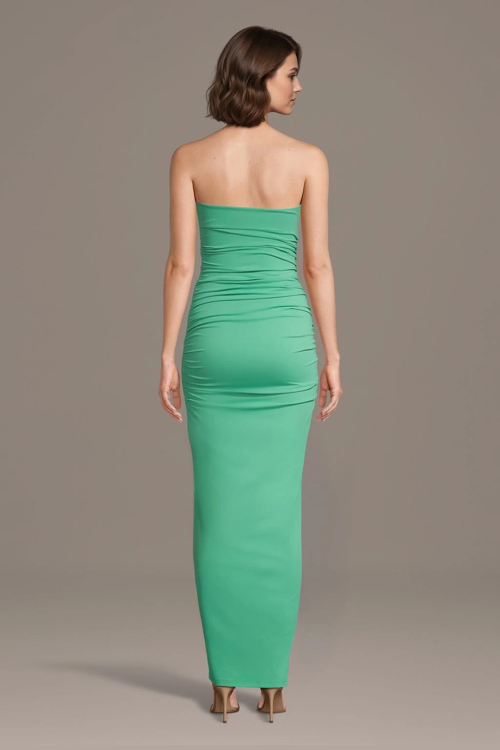 Sophisticated Satin Sheath Strapless V-Notch Sweetheart Sleeveless Ruched Back Floor-Length Mother of the Bride Dresses