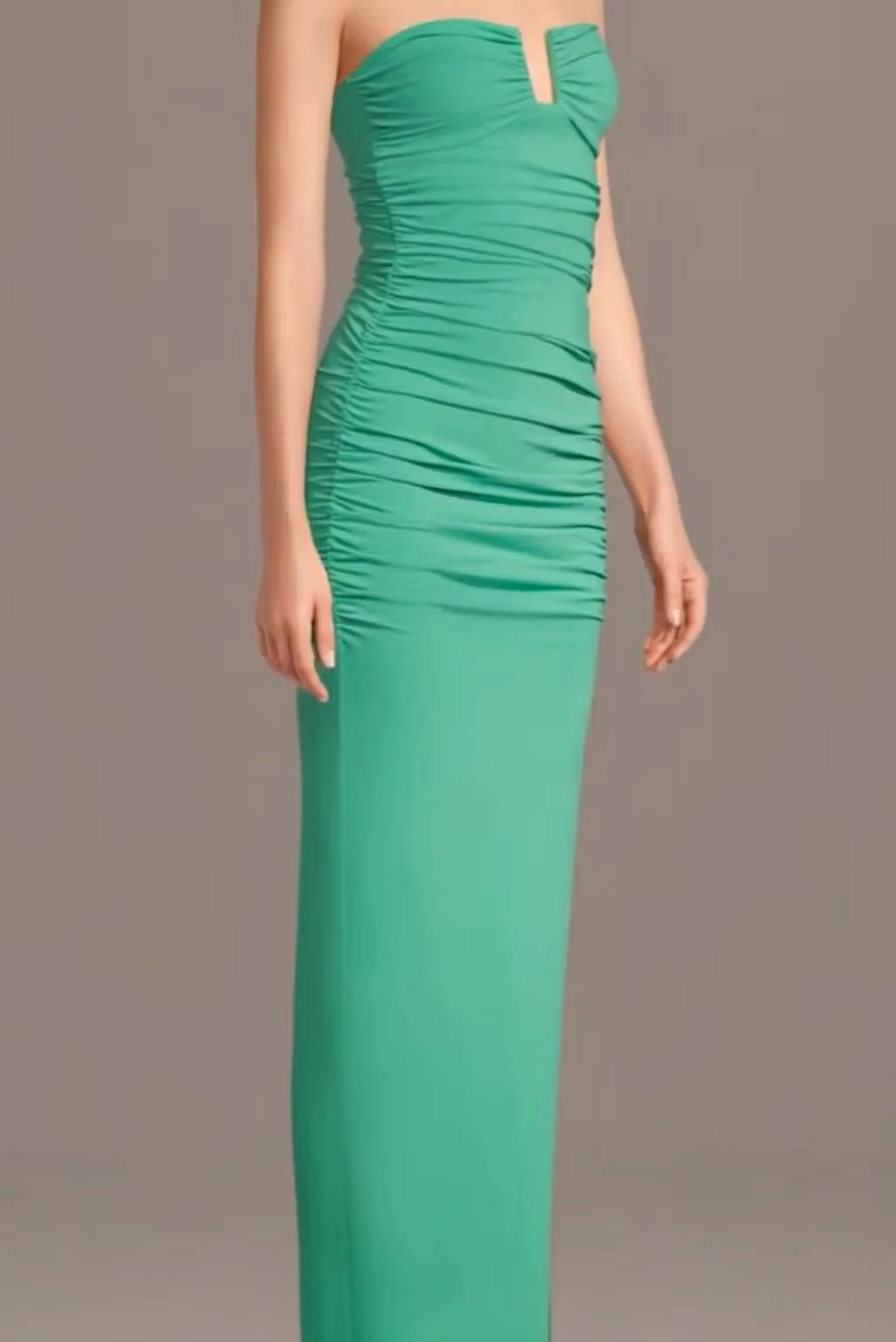 Sophisticated Satin Sheath Strapless V-Notch Sweetheart Sleeveless Ruched Back Floor-Length Mother of the Bride Dresses