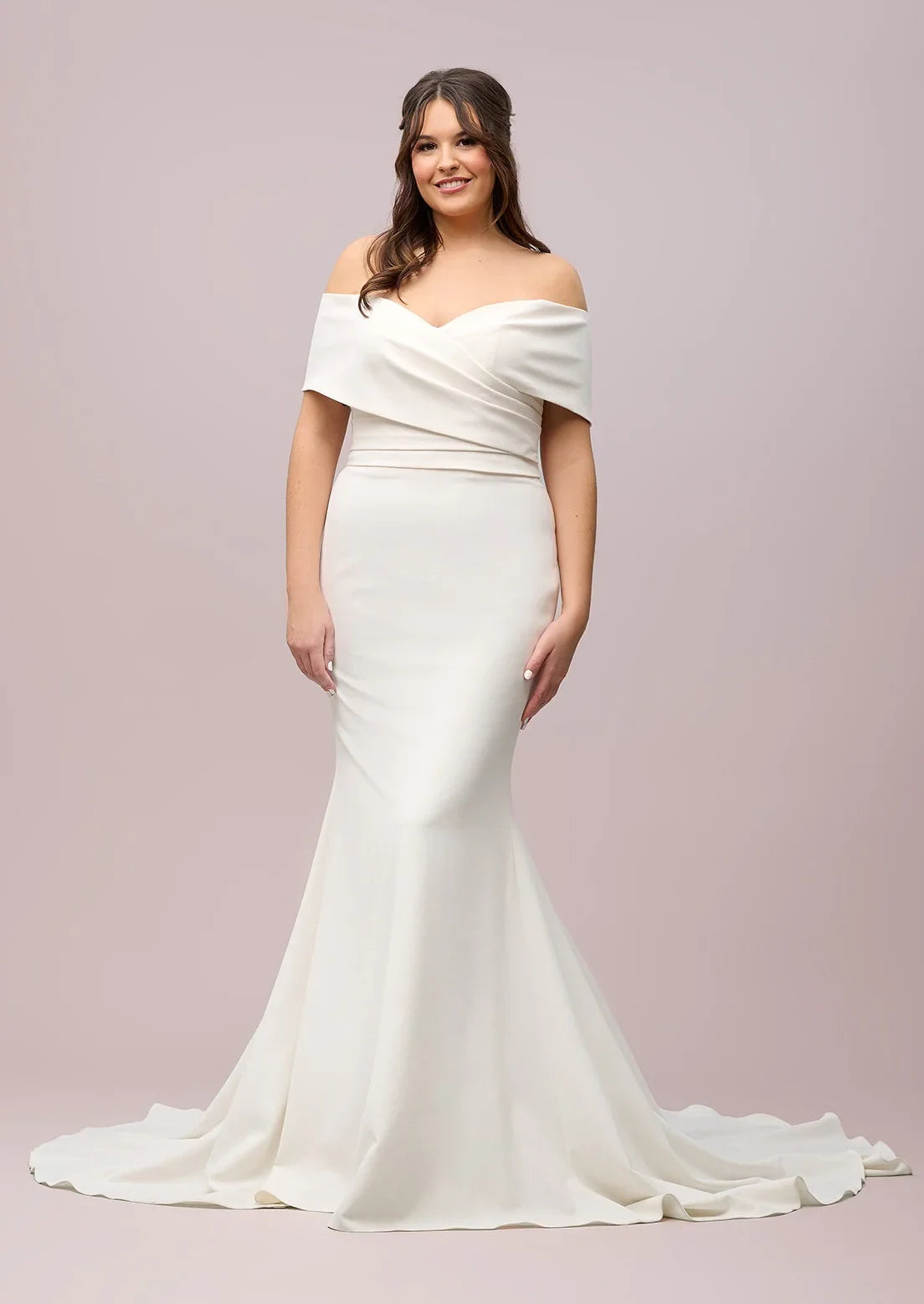 Sophisticated Simple Satin Mermaid Off-Shoulder Sweetheart Short Sleeve Zipper Back Floor-Length Wedding Dresses