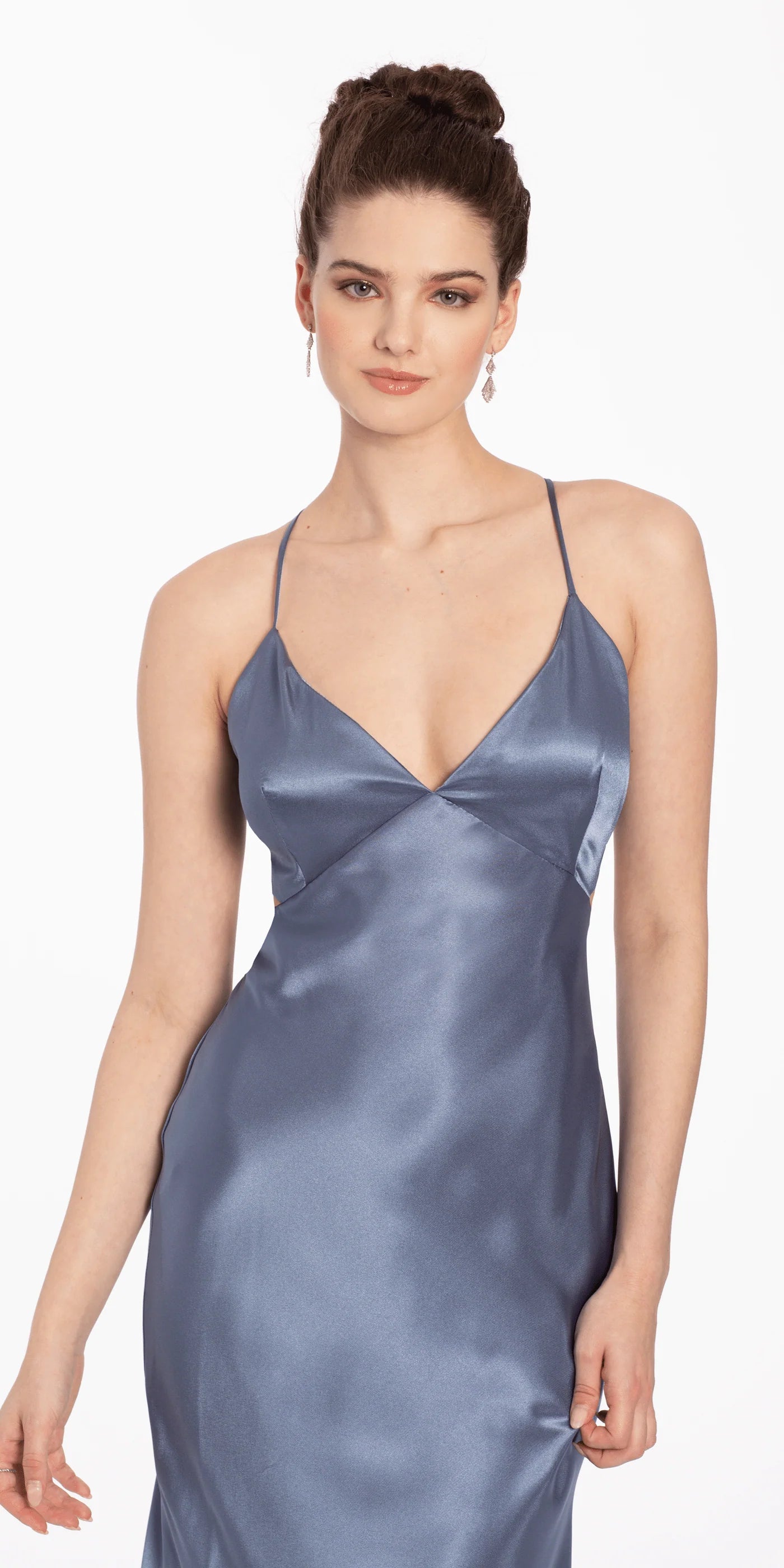 Spaghetti Strap Satin Mermaid Evening Dresses with Open Back and Ruched Waist