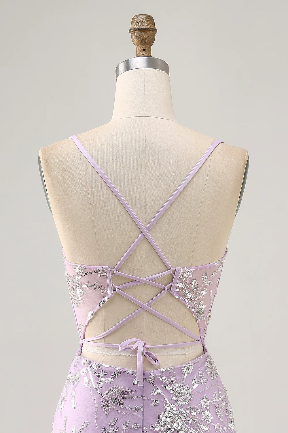 Sparkly Lilac Floral Tight Corset Short Homecoming Dress with Sequins
