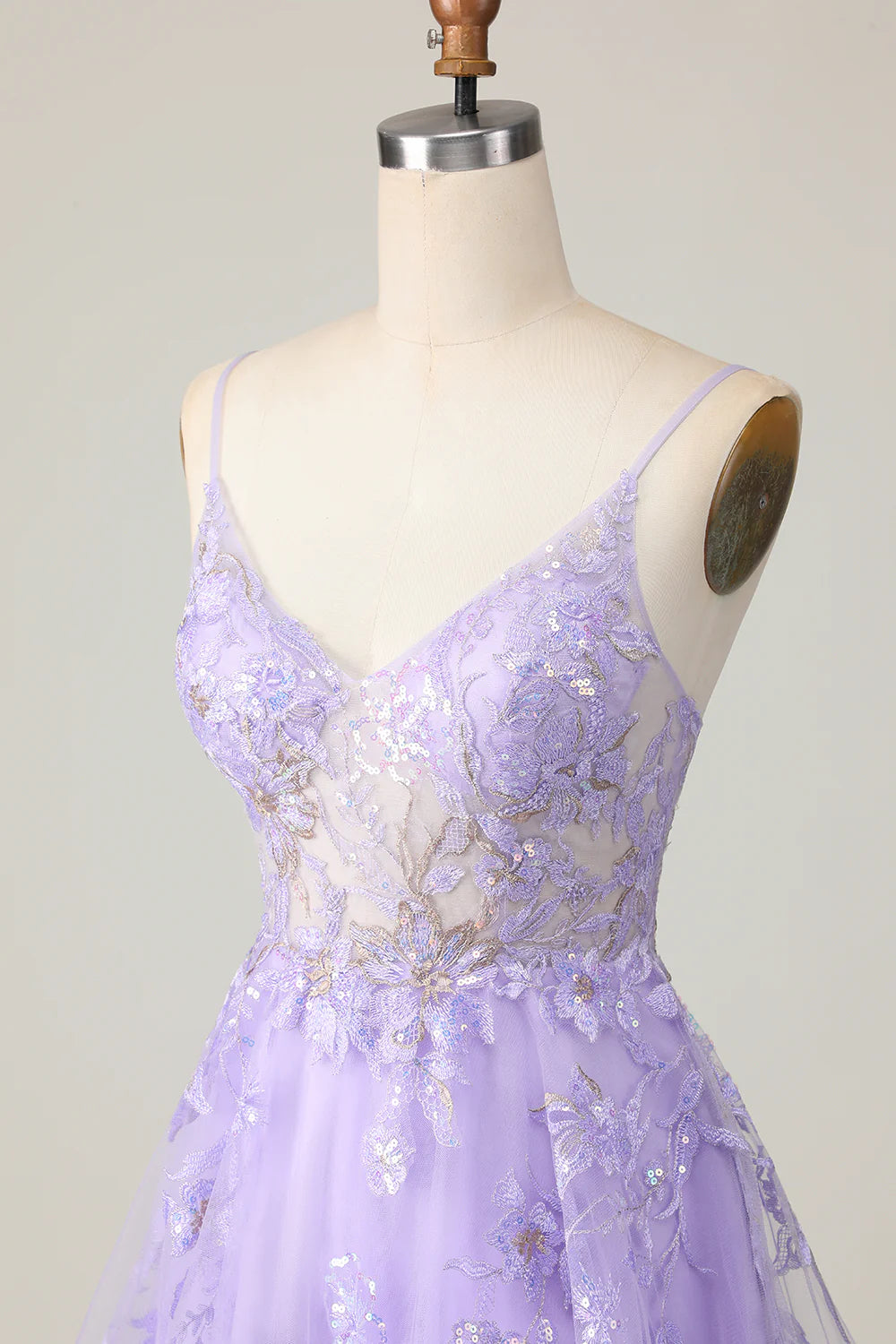 Sparkly Purple A Line Sequins Floral Homecoming Dress