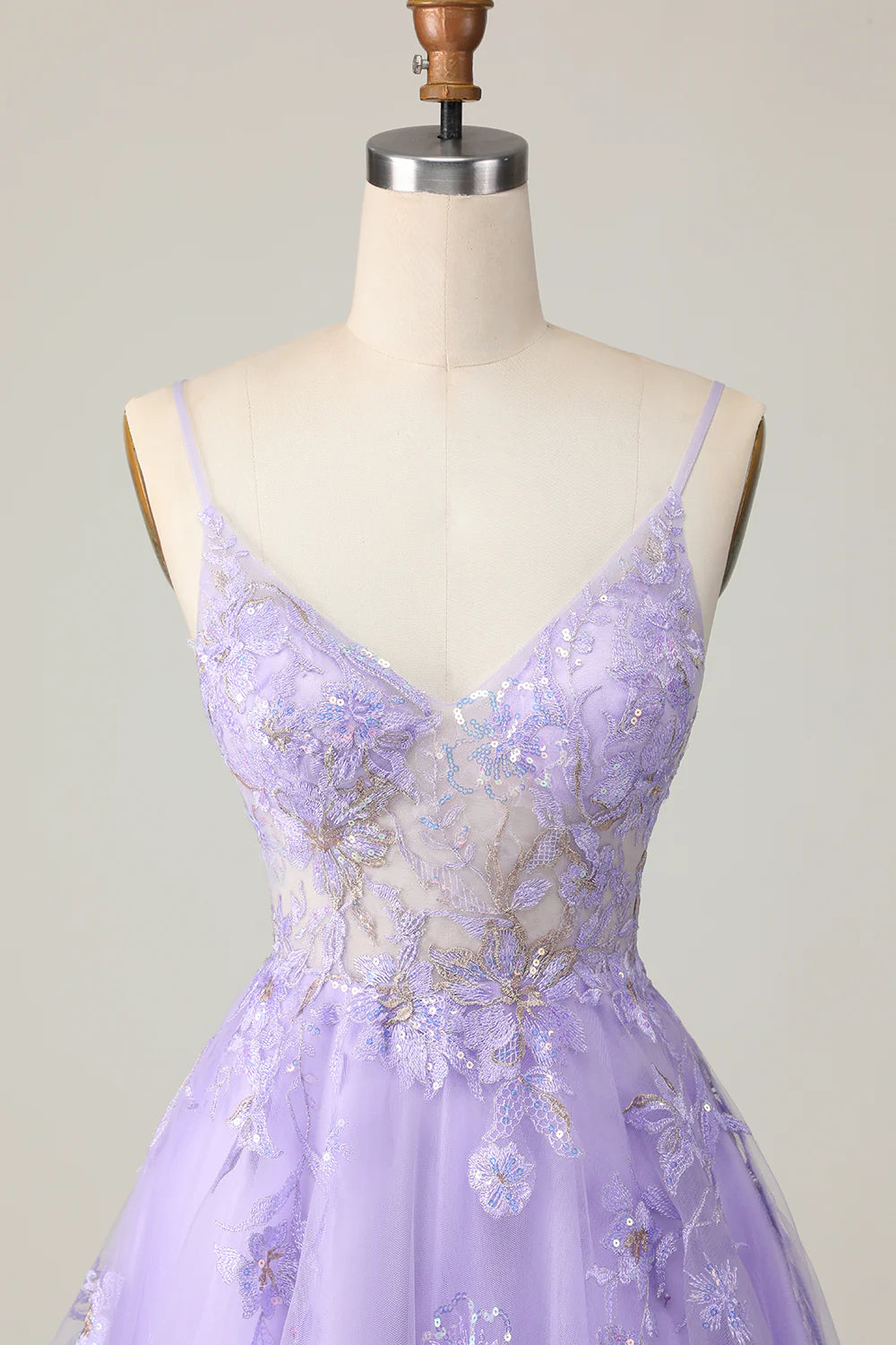 Sparkly Purple A Line Sequins Floral Homecoming Dress