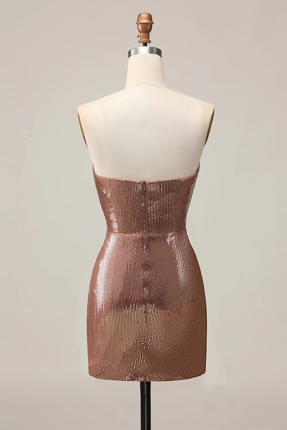 Sparkly Ruched Strapless Coffee Homecoming Dress with Sequins