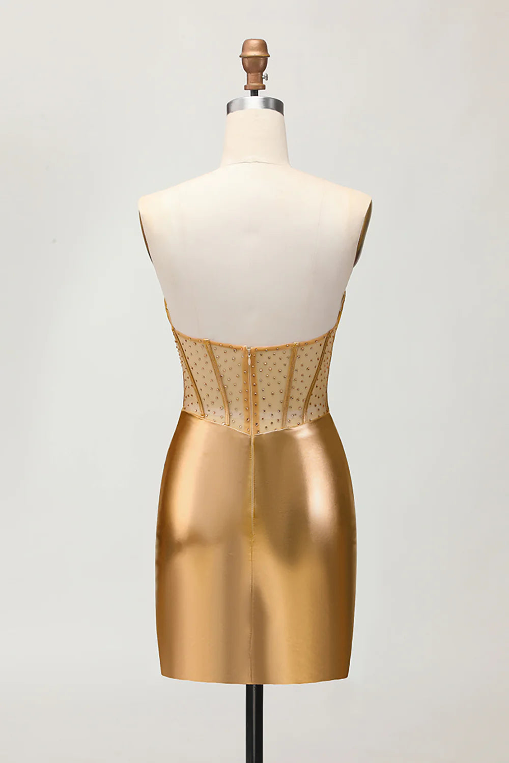 Sparkly Strapless Golden Bodycon Corset Homecoming Dress
