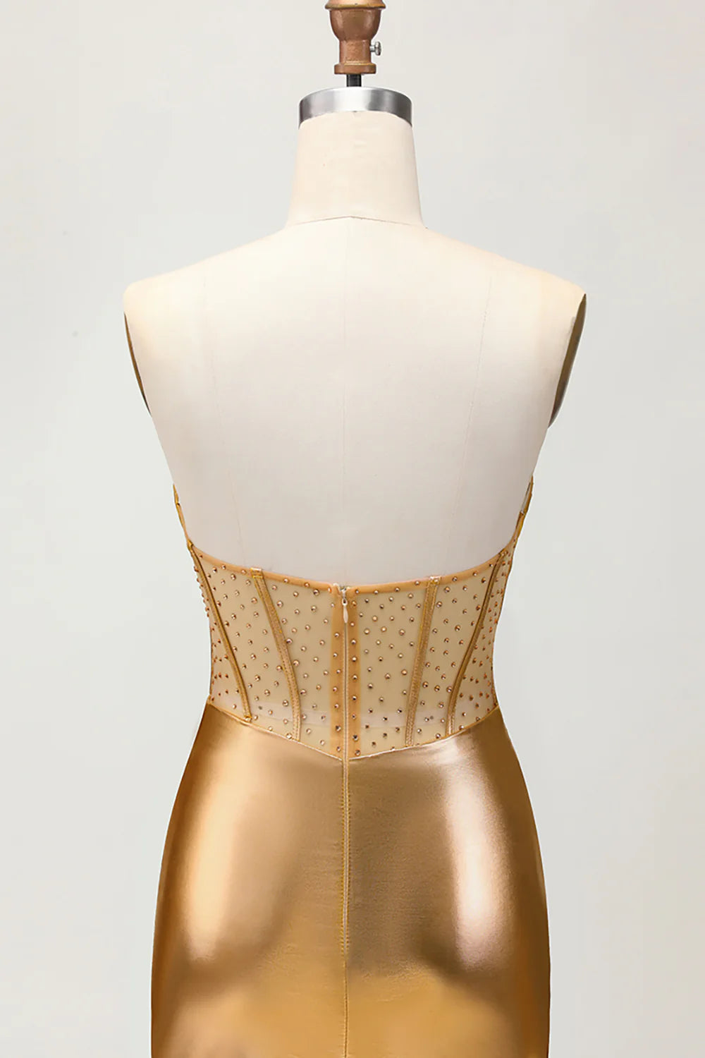 Sparkly Strapless Golden Bodycon Corset Homecoming Dress