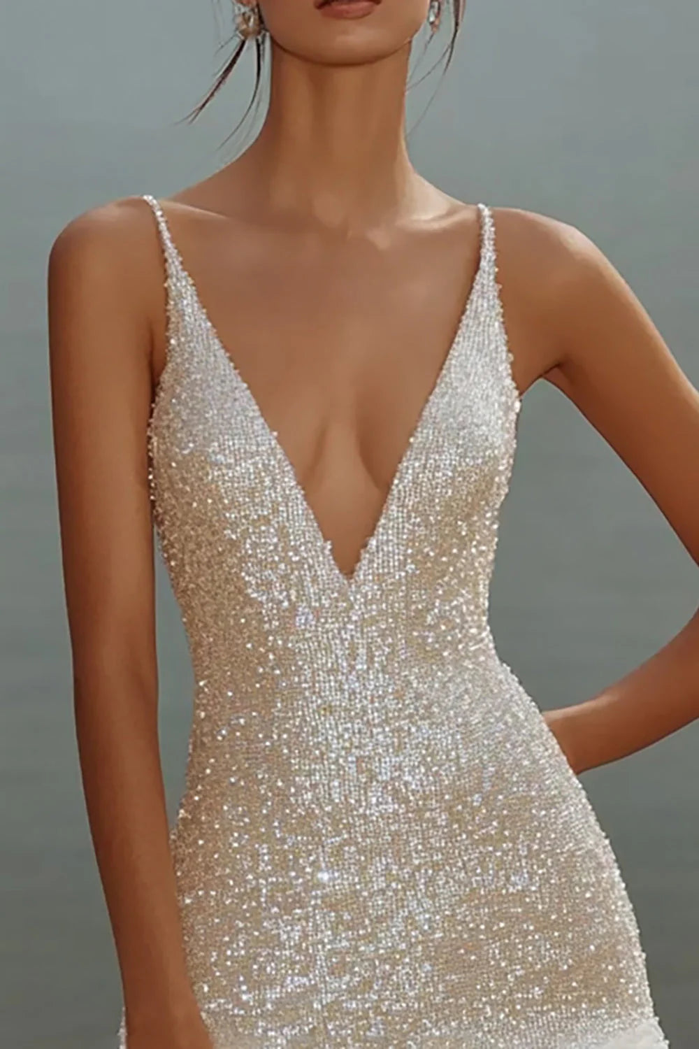 Sparkly White Bodycon Sequins Mini Graduation Dress