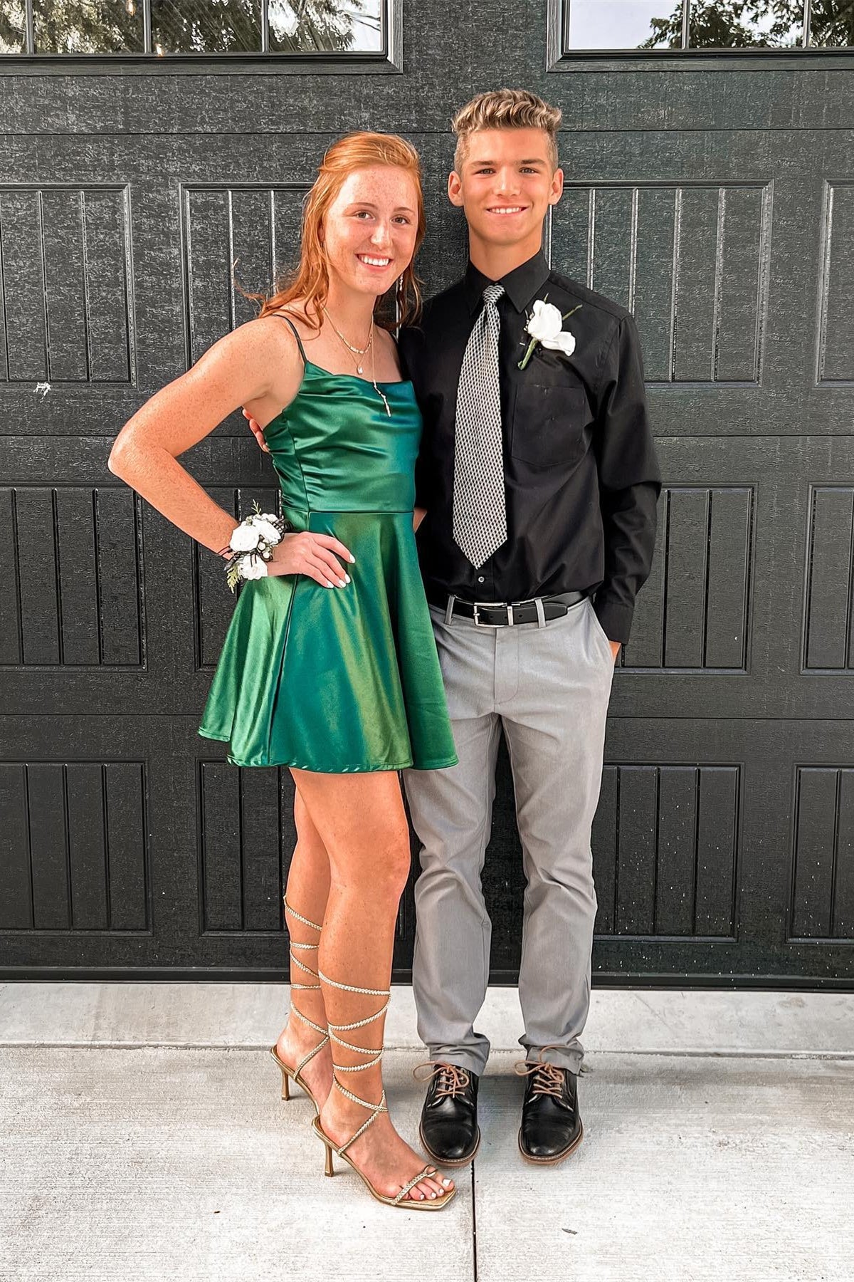 Square Neck Emerald Green A-line Short Unique Design Full Of Charm Homecoming Dresses