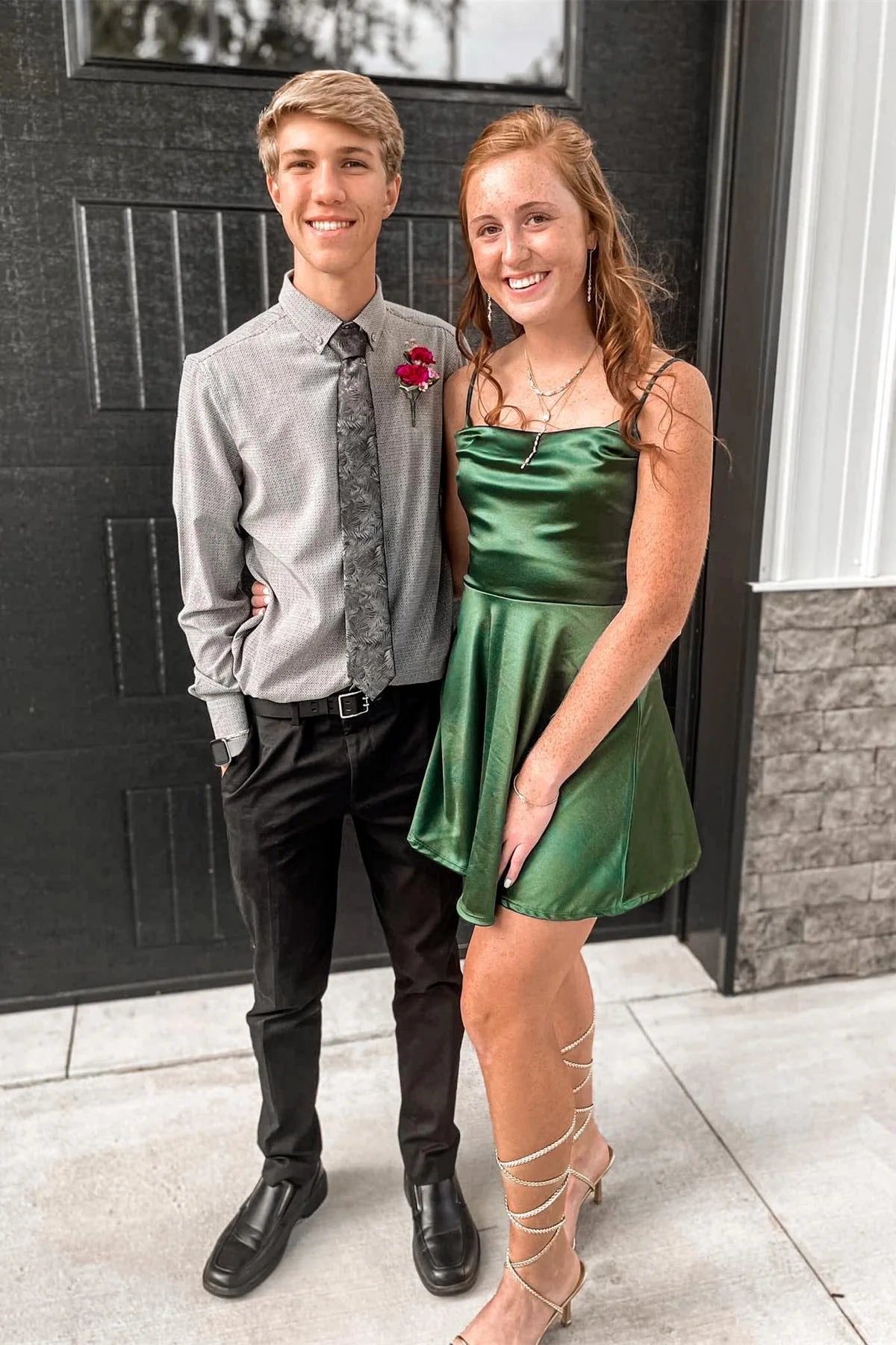 Square Neck Emerald Green A-line Short Unique Design Full Of Charm Homecoming Dresses