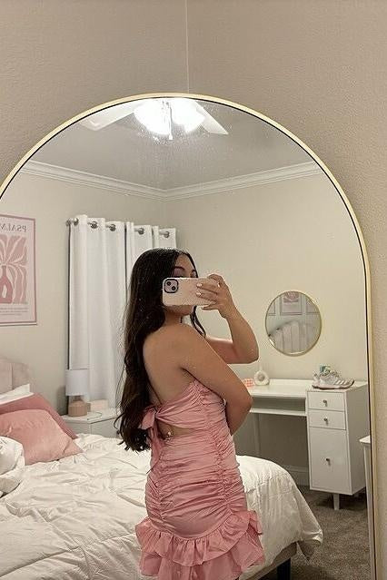 Strapless Blue Frill Hem Satin Short Unique Design Full Of Charm Homecoming Dresses