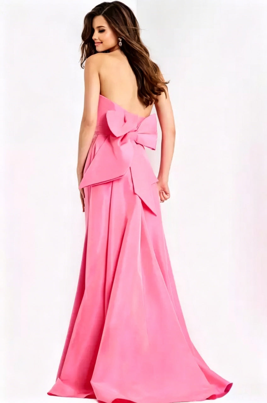 Strapless Large Bow Back Mermaid Floor-Length Evening Dresses