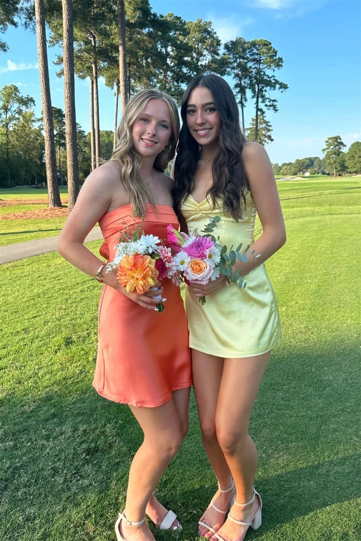 Strapless Orange Cowl Back A-line Short Unique Design Full Of Charm Homecoming Dresses